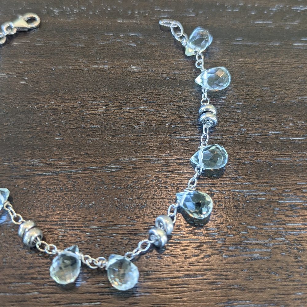 Sterling Silver and Light Blue Topaz Briolette Bracelet
